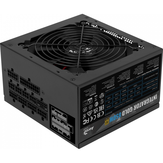 Блок питания AEROCOOL INTEGRATOR GOLD 850W Gen.5, 850Вт, 120мм, черный 1979122 Блок питания AEROCOOL INTEGRATOR GOLD 850W Gen.5, 850Вт, 120мм, черный 1979122